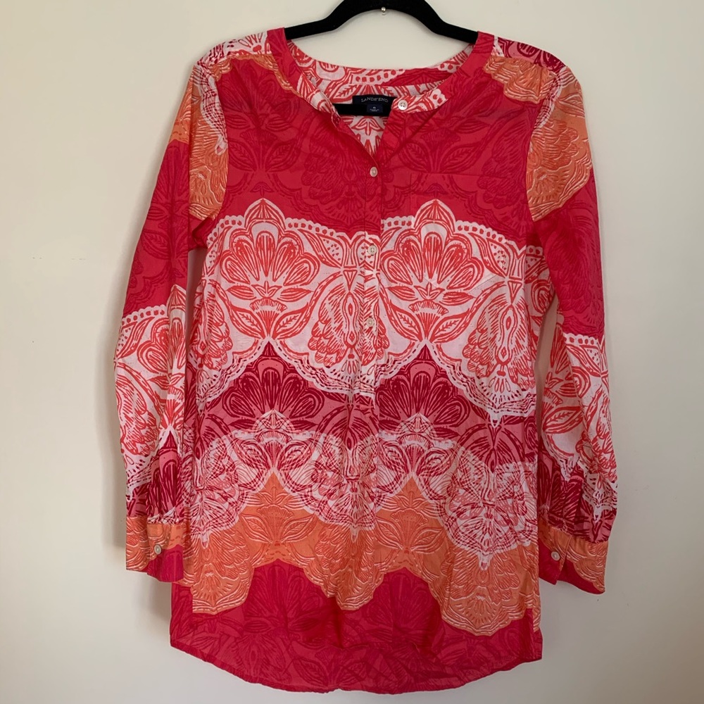 Lands’ End Tropical Print Tunic Top